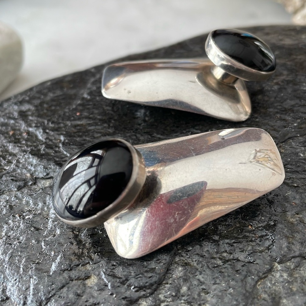 Native American Vintage Onyx Earrings - Picture 7 of 11